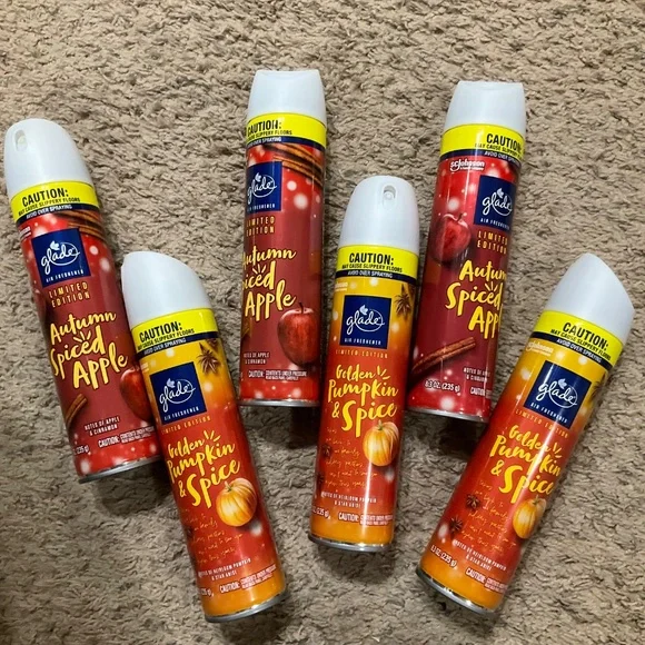 6-Glade Aerosol Room Spray Air Freshener  Limited Edition Spiced Apple & Pumpkin - Picture 3 of 4